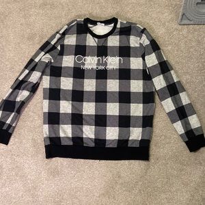Calvin Klein Black Plaid Crewneck Sweater